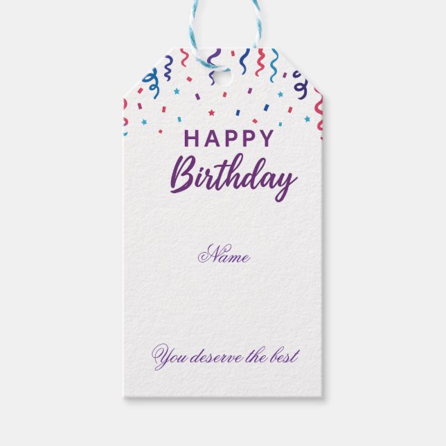 Färgämnet konfetti Grattis på födelsedagen Presentetikett (Framsidan)