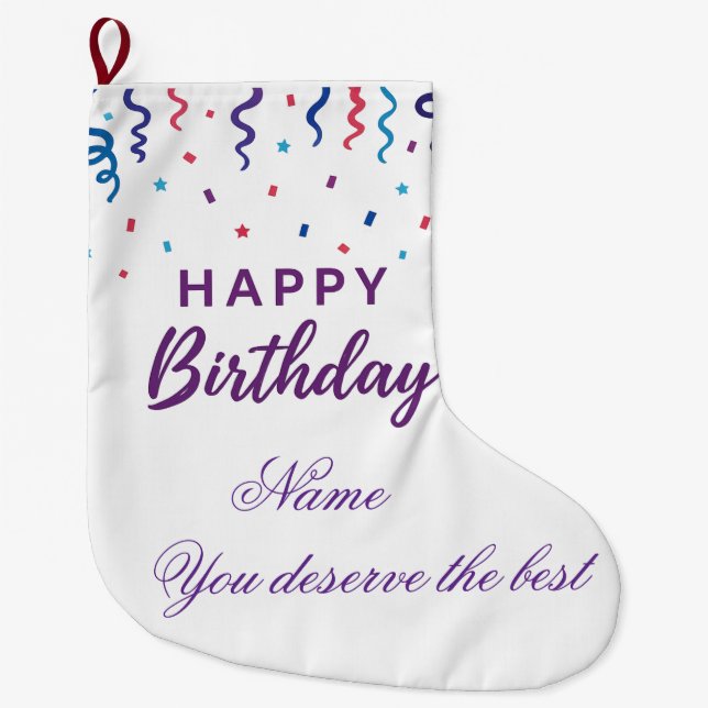 Färgämnet konfetti Grattis på födelsedagen Stor Julstrumpa (Framsidan)