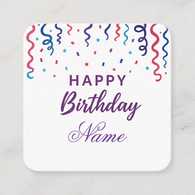 Färgämnet konfetti Grattis på födelsedagen Tilläggskort (Framsida)