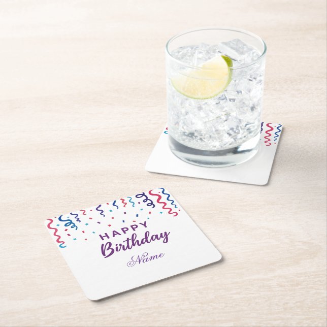 Färgämnet konfetti Grattis på födelsedagen Underlägg Papper Kvadrat (Insitu)