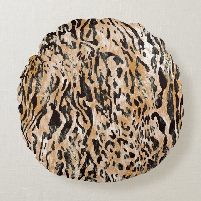 Färgämnet leopard Meter Textile Mönster Rund Kudde (Framsidan)