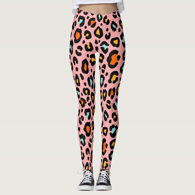 Färgämnet leopard: Mode Vintage Mönster Leggings (Framsida)