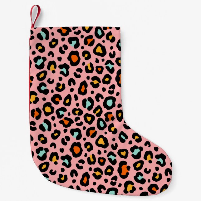 Färgämnet leopard: Mode Vintage Mönster Liten Julstrumpa (Framsidan)
