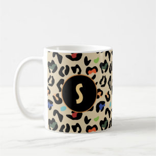 Färgämnet leopard mönster med monogram  kaffemugg