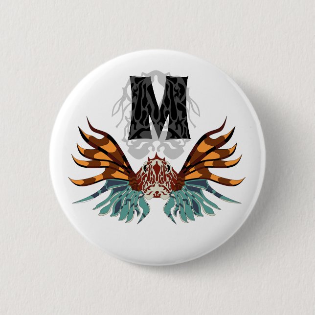 Färgämnet lionfiskmonogram knapp (Framsida)
