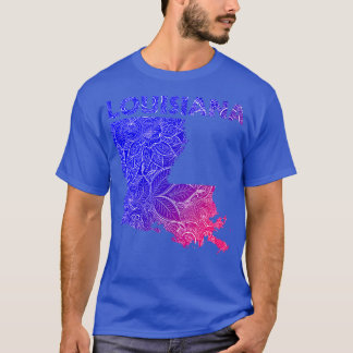 Färgämnet mandala art karta av med text i blått oc t shirt