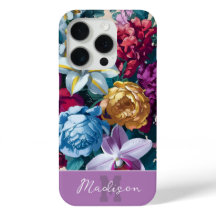 Färgämnet modern blommigt monogram iphone case