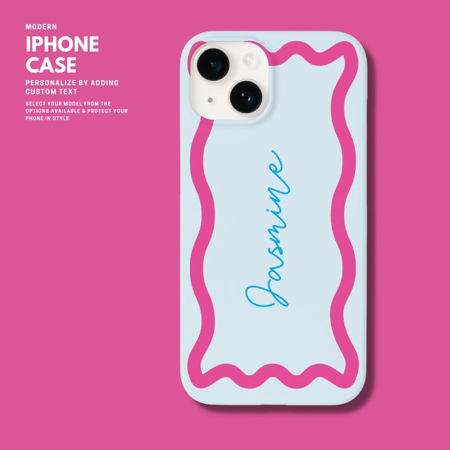 Färgämnet Modern Blue och Rosa Monogram Vågigt Kan (Skapare uppladdad)