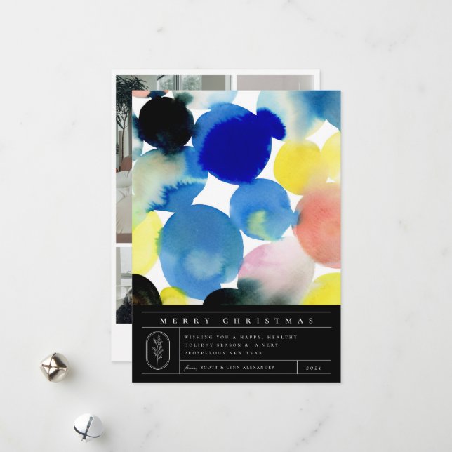 Färgämnet Modern vattenfärg Art 4 fotot Julkort (Fram/Back In Situ)