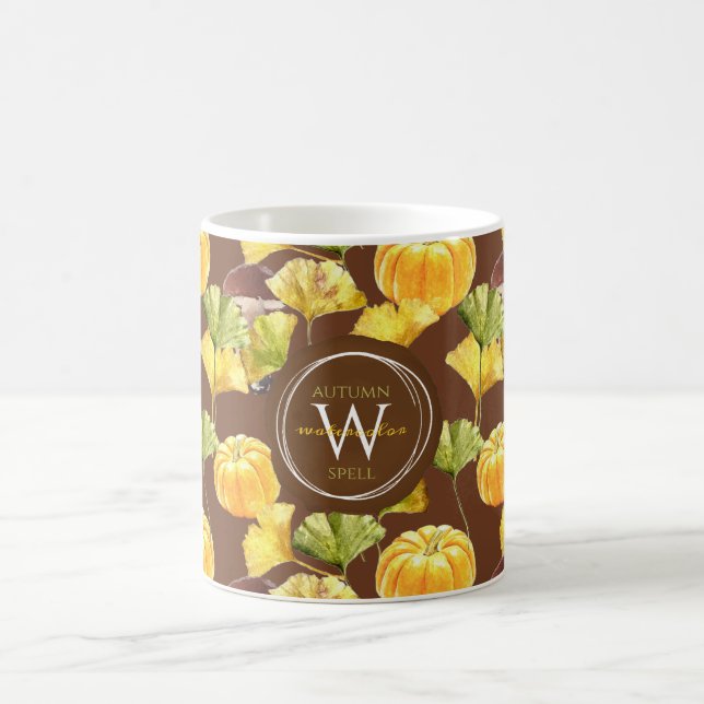 Färgämnet Mysigt höstfärg Mönster Monogram Kaffemugg (Center)