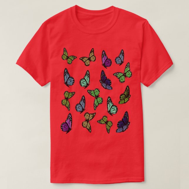Färgämnet och cute Butterfly Mönster 1 T Shirt (Design framsida)