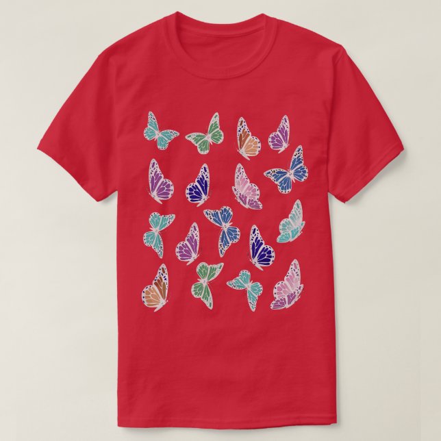 Färgämnet och cute Butterfly Mönster 2 T Shirt (Design framsida)