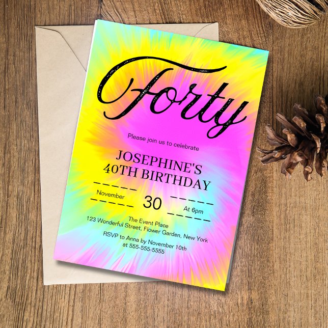 Färgämnet pastel Boho 40:e födelsedagen Inbjudningar (Skapare uppladdad)