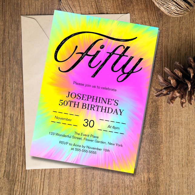Färgämnet pastel Boho 50:e födelsedagen Inbjudningar (Skapare uppladdad)