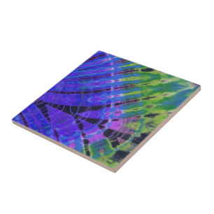Färgämnet Peacock Blue Grönt Abstrakt Batik Tie Kakelplatta
