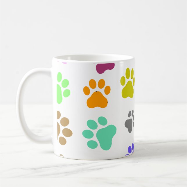 Färgämnet Pet - Katt eller Hund fotavtryck Mönster Kaffemugg (Vänster)