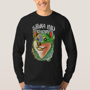 Färgämnet Pop Porträtt Shiba Inu Hund Pappa Far D T Shirt