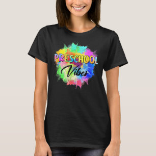 Färgämnet Preschool Vibes Lärare Student tillbaka T Shirt