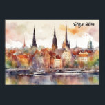 Färgämnet Riga Lettland Östersjöns vattenfärg Poster<br><div class="desc">Kolla in den färglösa vattenfärgen Riga Lettland Poster att visa en stadsvy över den latinska huvudstaden med dess landmärken och viktiga byggnad med en unik arkitektur. Gör en fantastisk souvenir och presentidé för alla turister och besökare i Lettland. Gör den här produkten till egen och köp nu.</div>