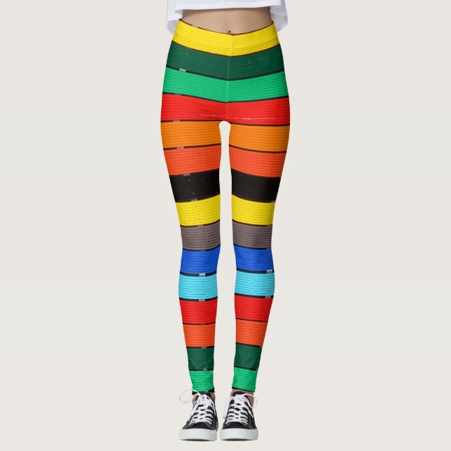Färgämnet Ringar och Rand Rainbow Leggings (Framsida)