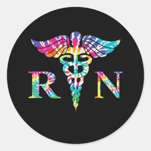 Färgämnet RN Registered Nurse Tie Dye Runt Klistermärke