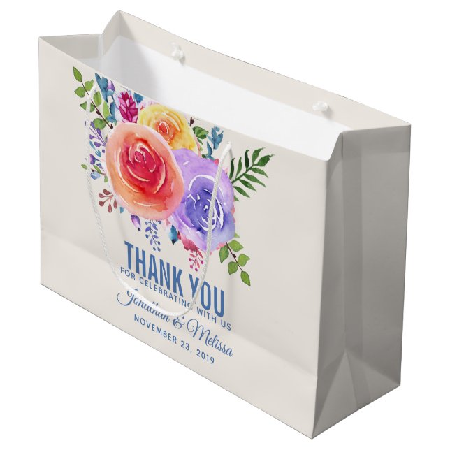 Färgämnet Ro Vattenfärgen Blommigt Bröllop Tack (Framsidan Vinklad)