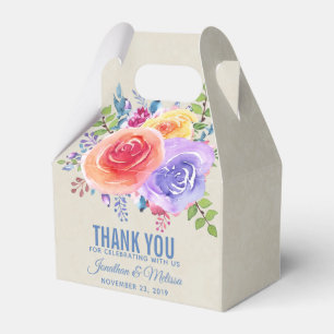 Färgämnet Ro Vattenfärgen Blommigt Bröllop Tack Presentaskar