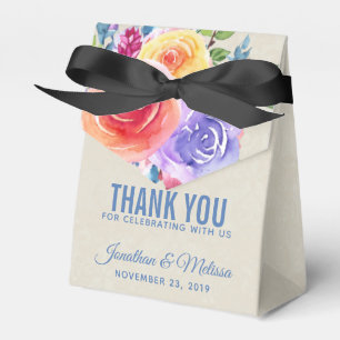 Färgämnet Ro Vattenfärgen Blommigt Bröllop Tack Presentaskar