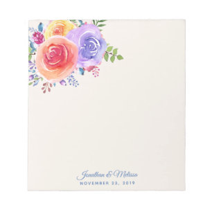 Färgämnet Ro Watercolor Blommigt Bröllop Anteckningsblock