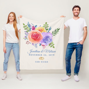 Färgämnet Ro Watercolor Blommigt Bröllop Fleecefilt