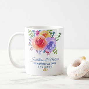 Färgämnet Ro Watercolor Blommigt Bröllop Kaffemugg