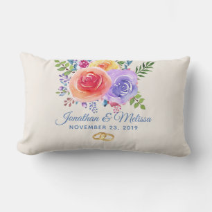 Färgämnet Ro Watercolor Blommigt Bröllop Lumbarkudde