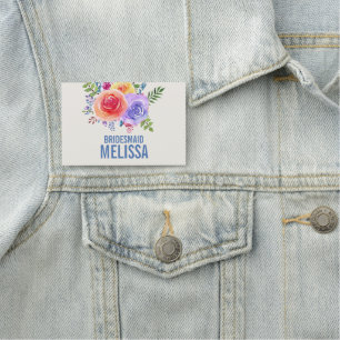 Färgämnet Ro Watercolor Blommigt Bröllop Namnbricka
