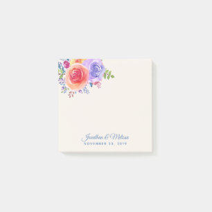 Färgämnet Ro Watercolor Blommigt Bröllop Post-it Block