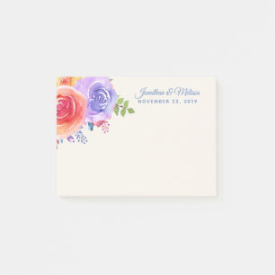 Färgämnet Ro Watercolor Blommigt Bröllop Post-it Block