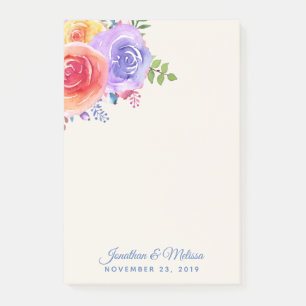 Färgämnet Ro Watercolor Blommigt Bröllop Post-it Block