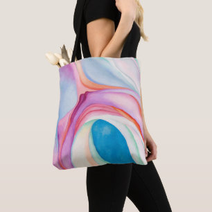 Färgämnet rosa blue abstrakt art Georgia O'Keeffe Tygkasse