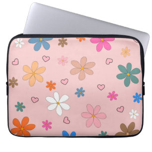 Färgämnet Rosa Färgfärgat blomsterhjärta Y2K Mönst Laptop Fodral