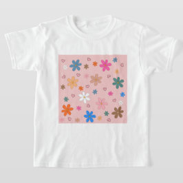 Färgämnet Rosa Färgfärgat blomsterhjärta Y2K Mönst T Shirt