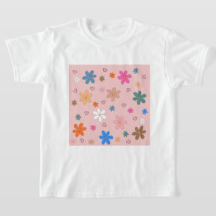 Färgämnet Rosa Färgfärgat blomsterhjärta Y2K Mönst T Shirt