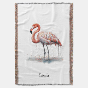 Färgämnet Rosa Flamingo i Pointillism Stil Filt