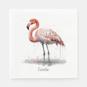 Färgämnet Rosa Flamingo i Pointillism Stil Pappersservett
