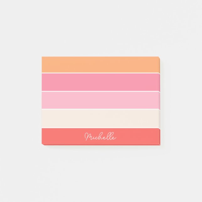 Färgämnet Rosa Orange Personlig Färg Rand Post-it Block (Framsida)