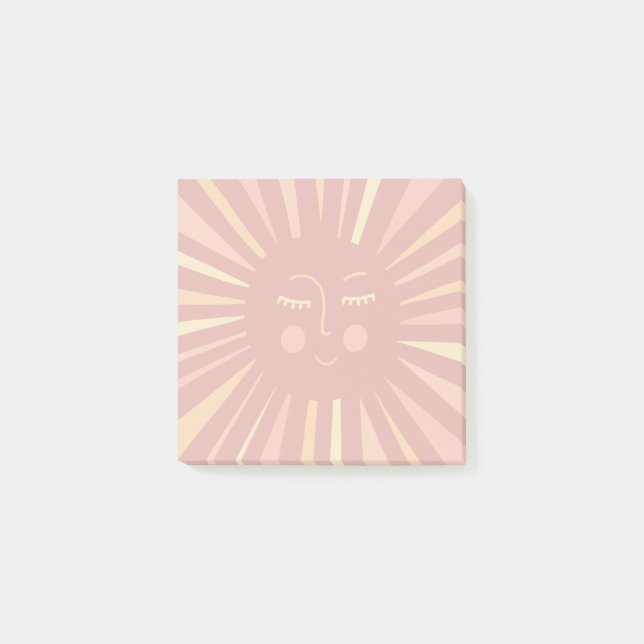 Färgämnet Rosa Sunshine Modern Sol Cute Cute Post-it Block (Framsida)