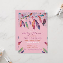 Färgämnet Rosa Vattenfärgsblommor Babyskor Inbjudningar