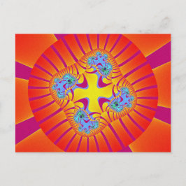 Färgämnet rött, Orange och Lila Fractal Vykort