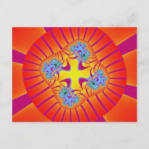 Färgämnet rött, Orange och Lila Fractal Vykort