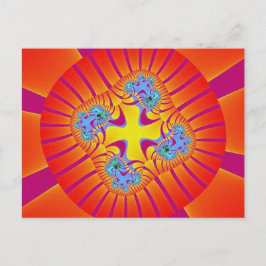 Färgämnet rött, Orange och Lila Fractal Vykort