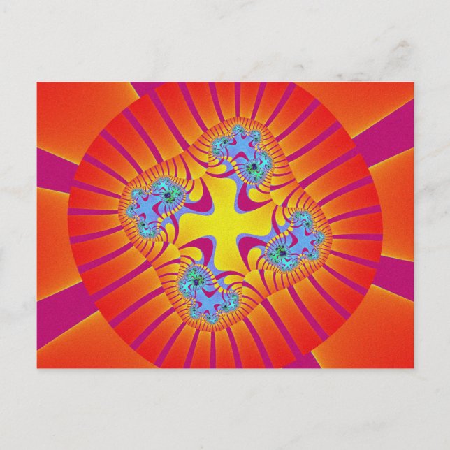 Färgämnet rött, Orange och Lila Fractal Vykort (Framsida)