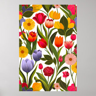 Färgämnet Scandinavian Flowers Löv Blommigt Art Poster